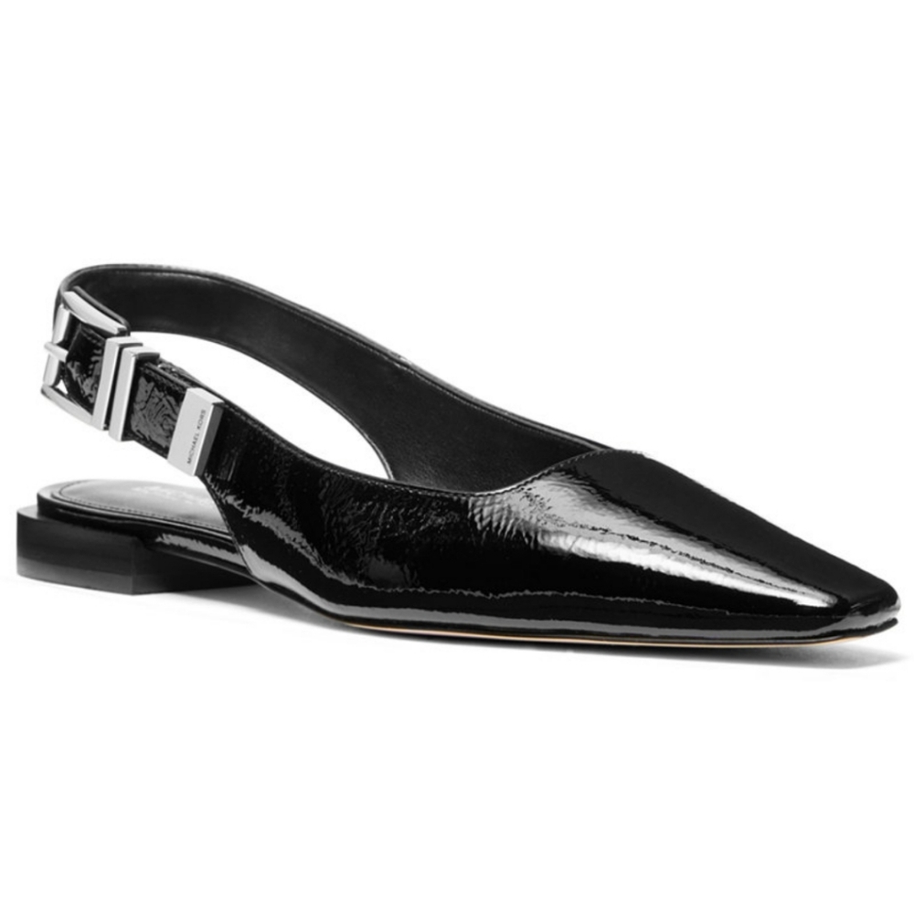 MICHAEL Michael Kors Darrington Slingback Flats Black Sleek Leather Size 7